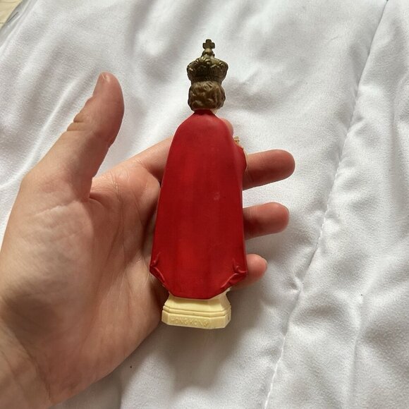 5" Tall Vintage Infant Of Prague Dashboard Statue Made In Hong Kong Jesus - Picture 3 of 6